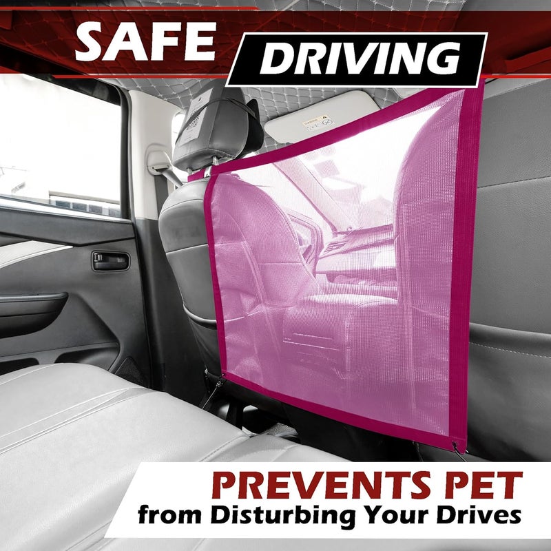 CEMZENFIX Universal Dog Car Net Barrier – Sturdy Mesh, Easy Install, Breathable Design, Easy to Clean, Flexible Bungee Cords for Adjustable Fit 23"×23" (Rose Red) - Image 5